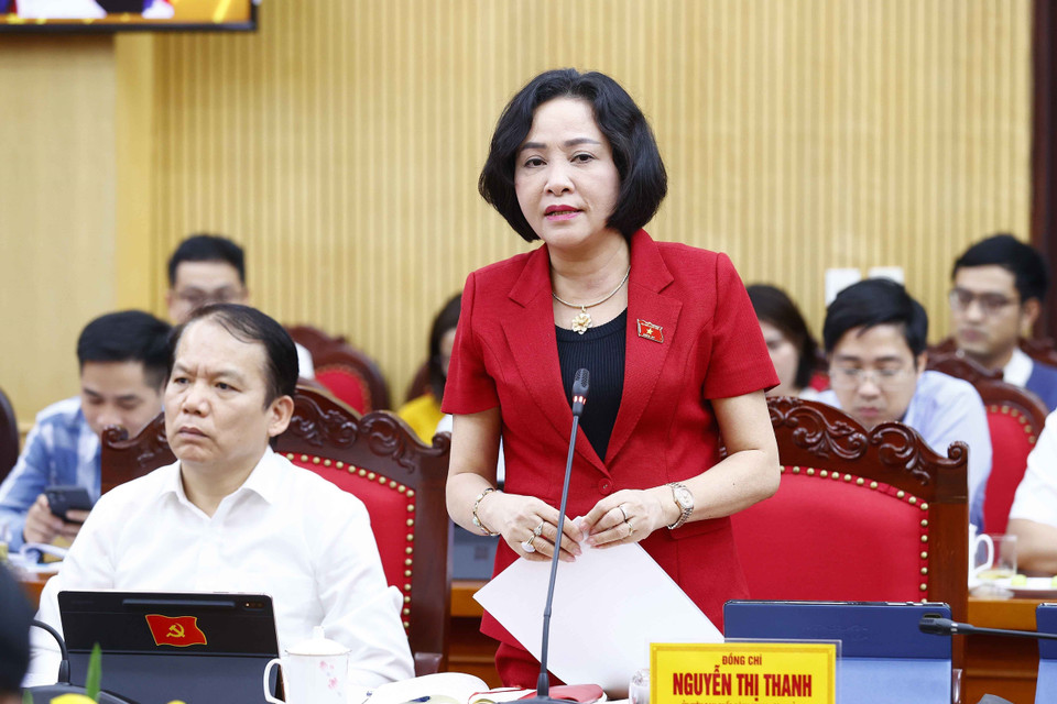 Bà Nguyễn Thị Thanh, Ủy viên Trung ương Đảng, Trưởng Ban Công tác đại biểu thuộc Ủy ban Thường vụ Quốc hội phát biểu. (Ảnh: Doãn Tấn/TTXVN)