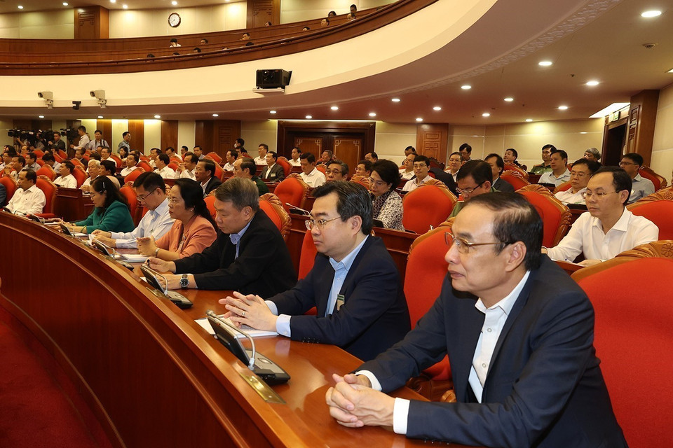 Hình ảnh các lãnh đạo Đảng, Nhà nước và đại biểu dự hội nghị. (Ảnh: Trí Dũng/TTXVN)