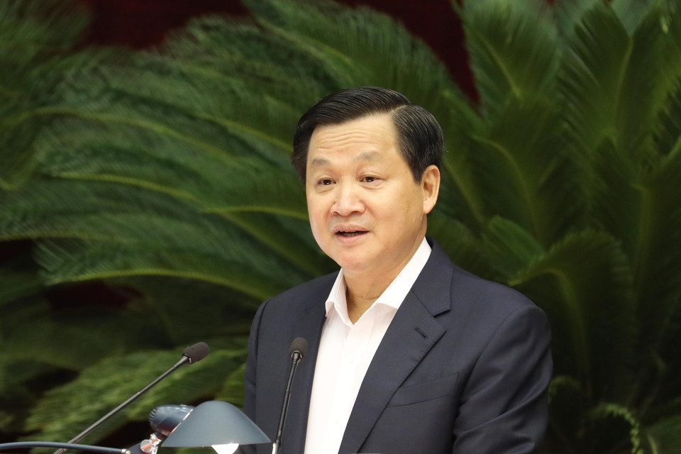 Ông Lê Minh Khái, Bí thư Trung ương Đảng, Phó Thủ tướng Chính phủ phát biểu. (Ảnh: Phương Hoa/TTXVN)