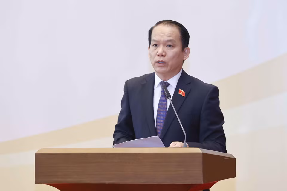 Chủ nhiệm Ủy ban Pháp luật của Quốc hội Hoàng Thanh Tùng phát biểu. (Ảnh: Doãn Tấn/TTXVN)