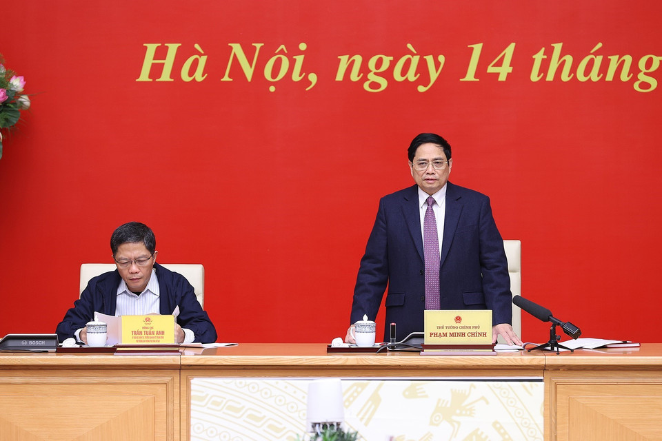 Hình ảnh Thủ tướng Phạm Minh Chính chủ trì hội nghị. (Ảnh: Dương Giang/TTXVN)