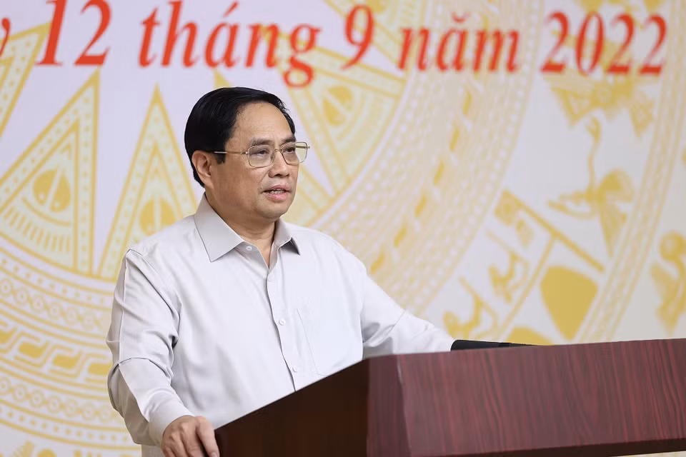 Thủ tướng Phạm Minh Chính phát biểu tại hội nghị trực tuyến toàn quốc về công tác phòng cháy, chữa cháy. (Ảnh: Dương Giang/TTXVN)