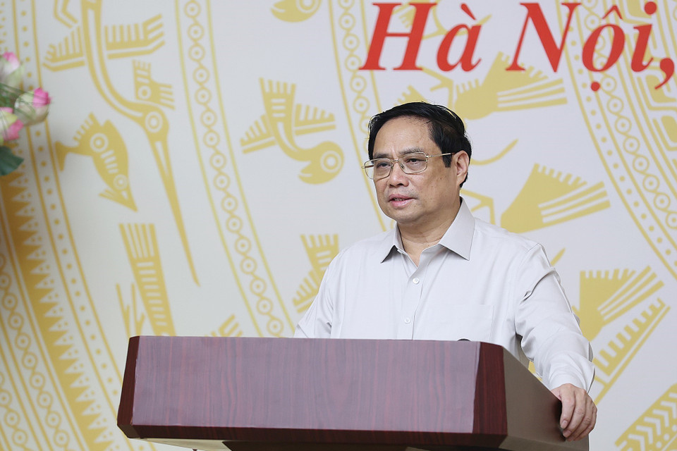 Thủ tướng Phạm Minh Chính chủ trì hội nghị. (Ảnh: Dương Giang/TTXVN)