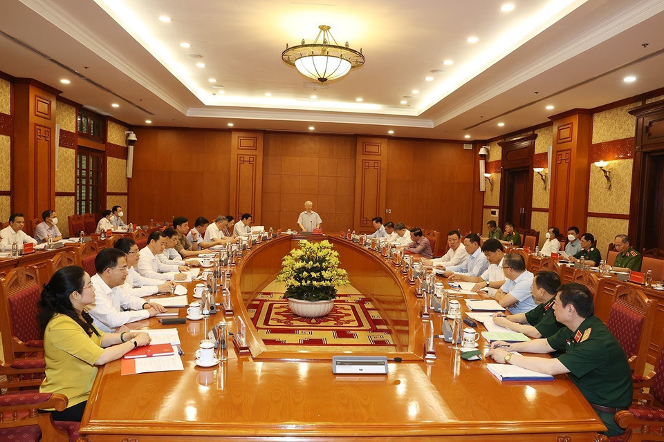 Sáng 27/4, tại Trụ sở Trung ương Đảng, Tổng Bí thư Nguyễn Phú Trọng, Trưởng Ban Chỉ đạo chủ trì họp Thường trực Ban Chỉ đạo Trung ương về phòng, chống tham nhũng, (Ảnh: Trí Dũng/TTXVN)