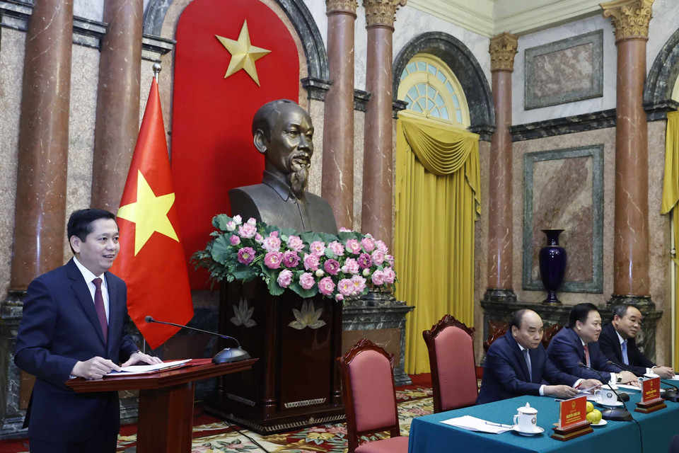 Ông Nguyễn Long Hải, Ủy viên Dự khuyết Trung ương Đảng, Bí thư Đảng ủy Khối Doanh nghiệp Trung ương phát biểu. (Ảnh: Thống Nhất/TTXVN)