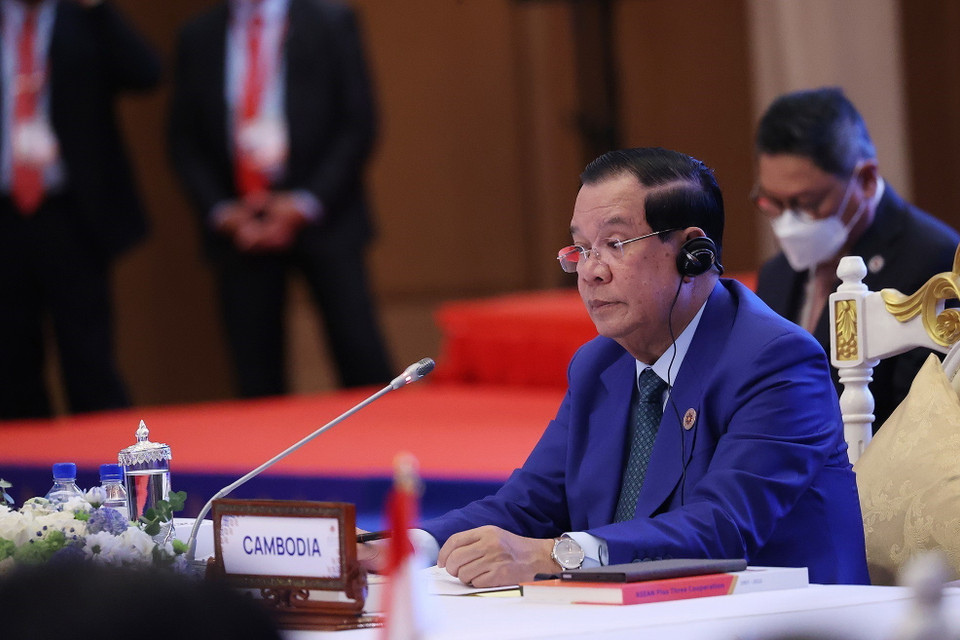 Thủ tướng Campuchia, Chủ tịch ASEAN 2022 Samdech Techo Hun Sen khai mạc hội nghị. (Ảnh: Dương Giang/TTXVN)