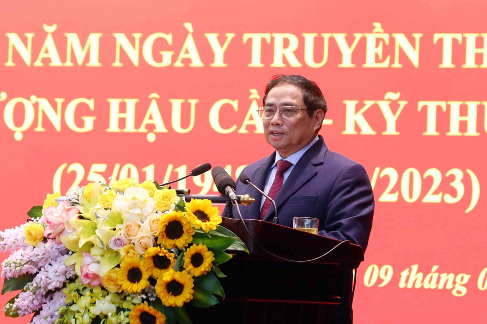 Thủ tướng Phạm Minh Chính phát biểu tại buổi lễ kỷ niệm. (Ảnh: Phạm Kiên/TTXVN)