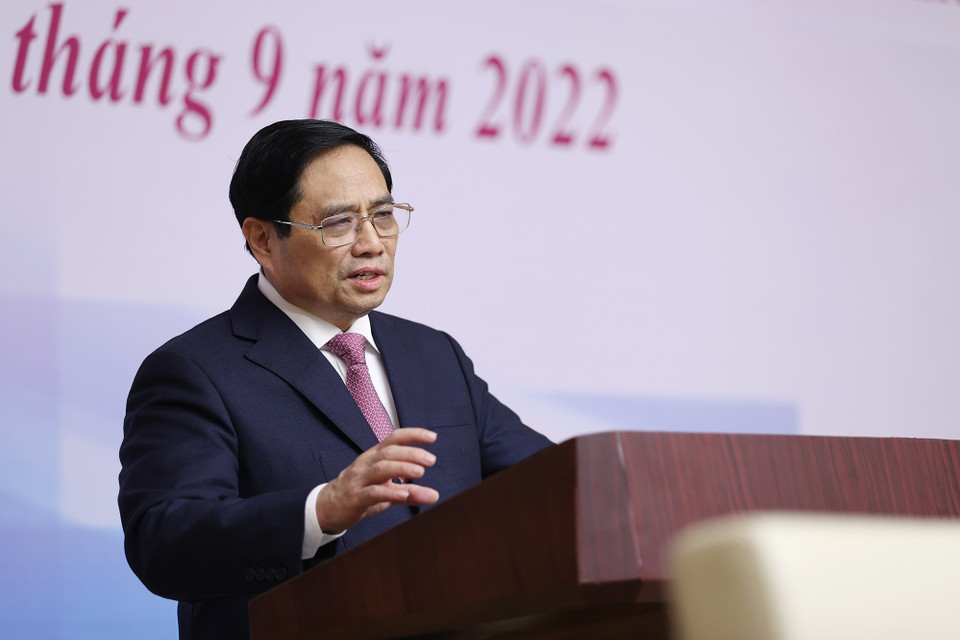 Thủ tướng Phạm Minh Chính phát biểu khai mạc hội nghị. (Ảnh: Dương Giang/TTXVN)