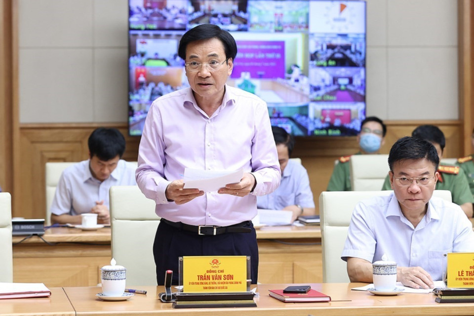 Bộ trưởng, Chủ nhiệm Văn phòng Chính phủ Trần Văn Sơn phát biểu. (Ảnh:Dương Giang/TTXVN)