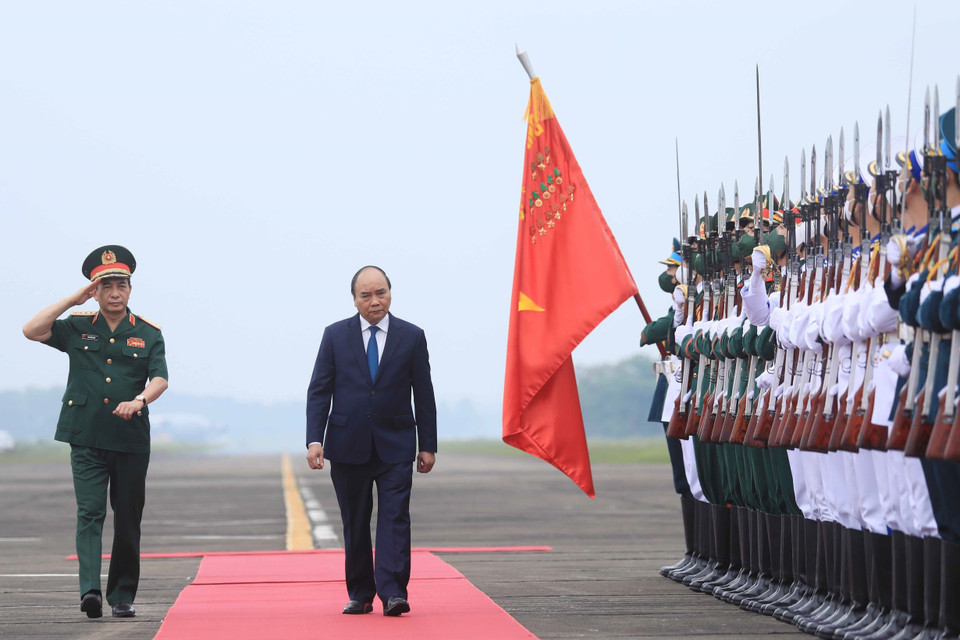 Chủ tịch nước Nguyễn Xuân Phúc đến dự buổi lễ. (Ảnh: Thống Nhất/TTXVN)