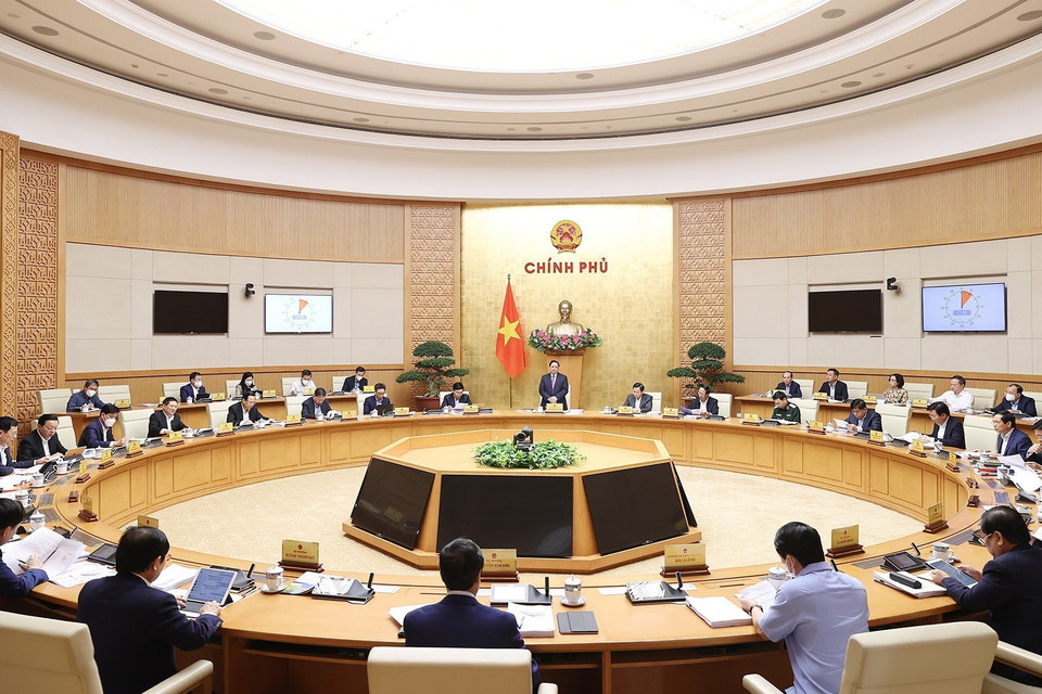 Quang cảnh phiên họp Chính phủ thường kỳ tháng 3. (Ảnh: Dương Giang/TTXVN)