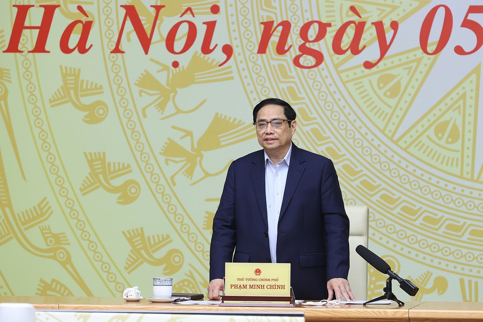 Sáng 5/3, Thủ tướng Phạm Minh Chính chủ trì phiên họp lần thứ 13 Ban Chỉ đạo Quốc gia phòng, chống dịch COVID-19. (Ảnh: Dương Giang/TTXVN)