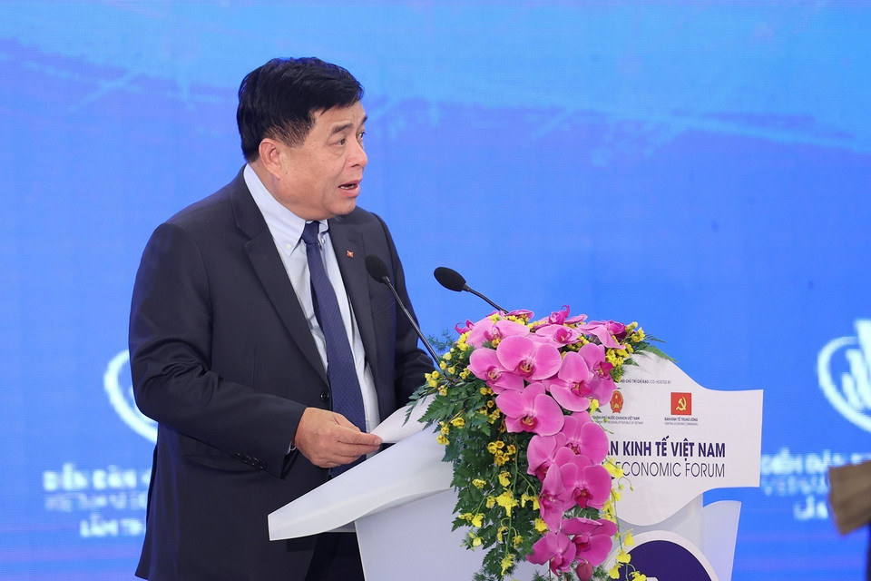 Bộ trưởng Bộ Kế hoạch Đầu tư Nguyễn Chí Dũng phát biểu. (Ảnh: Dương Giang/TTXVN)
