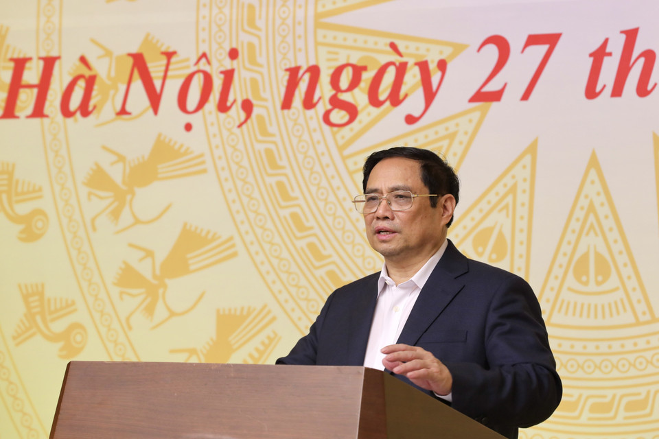 Thủ tướng Phạm Minh Chính phát biểu chỉ đạo. (Ảnh: Lâm Khánh/TTXVN)