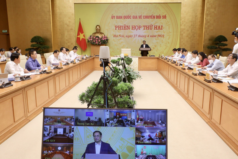 Hội nghị được kết nối trực tuyến đến các tỉnh, thành phố trên cả nước. (Ảnh: Lâm Khánh/TTXVN)