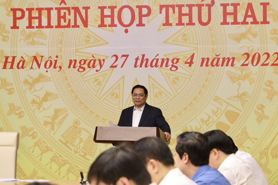 Hình ảnh Thủ tướng Phạm Minh Chính phát biểu chỉ đạo. (Ảnh: Lâm Khánh/TTXVN)