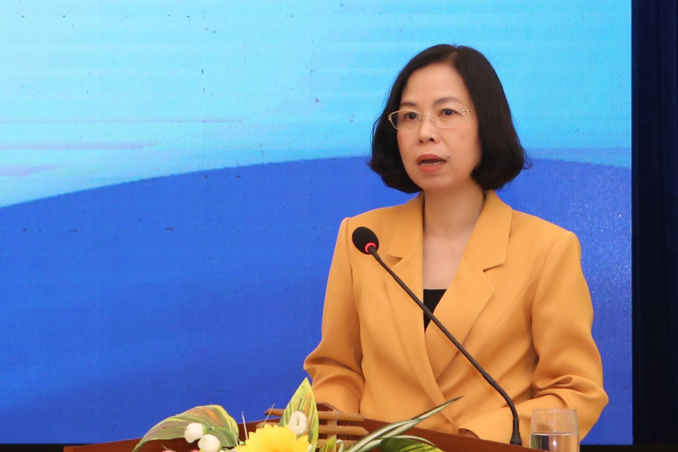 Tổng Giám đốc TTXVN Vũ Việt Trang phát biểu tại hội nghị. (Ảnh: Trần Lê Lâm/TTXVN)