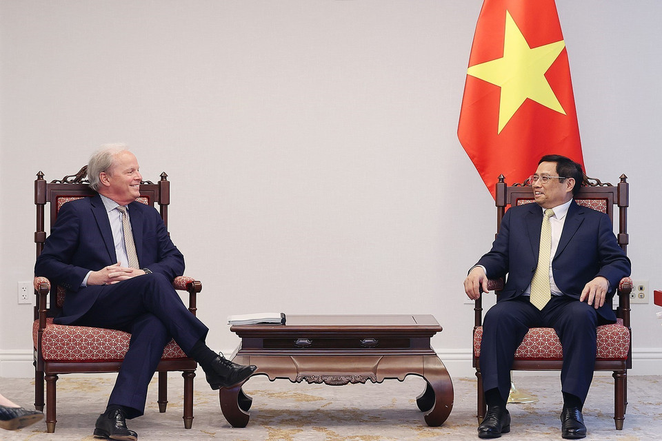 Hình ảnh Thủ tướng Phạm Minh Chính tiếp ông Axel Van Trotsenburg, Tổng Giám đốc điều hành Ngân hàng Thế giới (WB). (Ảnh: Dương Giang/TTXVN) 