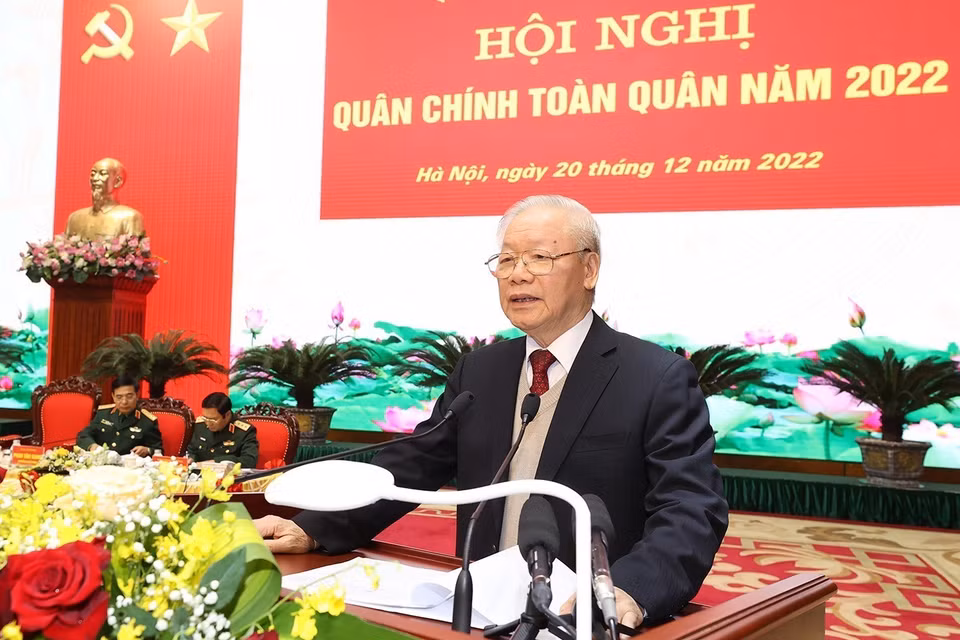 Tổng Bí thư Nguyễn Phú Trọng phát biểu chỉ đạo hội nghị. (Ảnh: Trí Dũng/TTXVN)