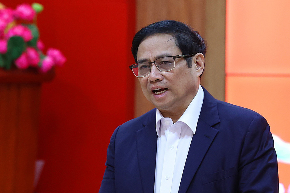 Thủ tướng Phạm Minh Chính phát biểu tại buổi làm việc với lãnh đạo chủ chốt tỉnh Khánh Hòa. (Ảnh: Dương Giang/TTXVN) 