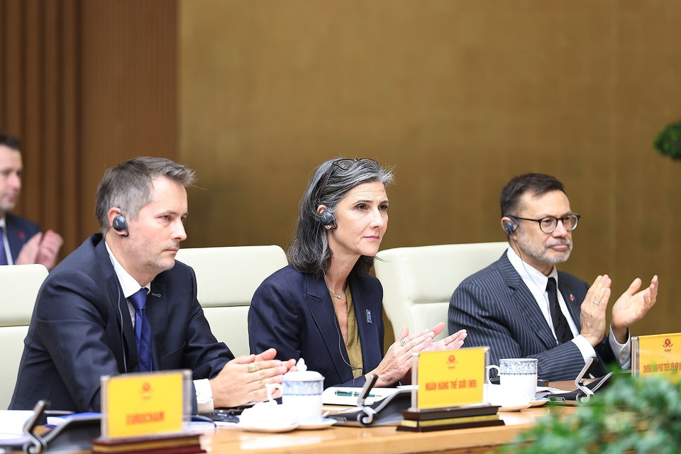 Đại diện các tổ chức quốc tế dự Hội nghị phát triển thị trường khoa học và công nghệ. (Ảnh: Dương Giang/TTXVN)