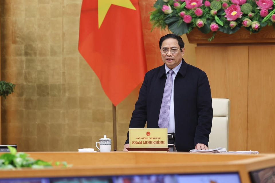 Thủ tướng Phạm Minh Chính chủ trì cuộc họp. (Ảnh: Dương Giang/TTXVN)
