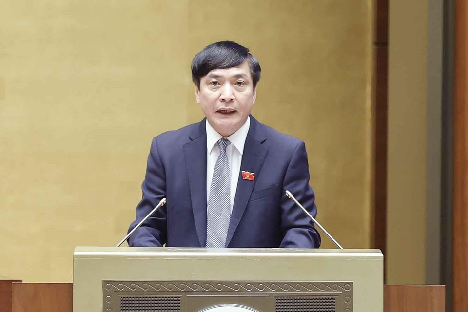 Tổng thư ký Quốc hội, Chủ nhiệm Văn phòng Quốc hội Bùi Văn Cường phát biểu. (Ảnh: Doãn Tấn/TTXVN)