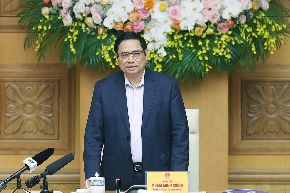 Chiều 22/3, tại Hà Nội, Thủ tướng Phạm Minh Chính làm việc với Trung ương Hội Người cao tuổi Việt Nam. (Ảnh: Dương Giang/TTXVN)