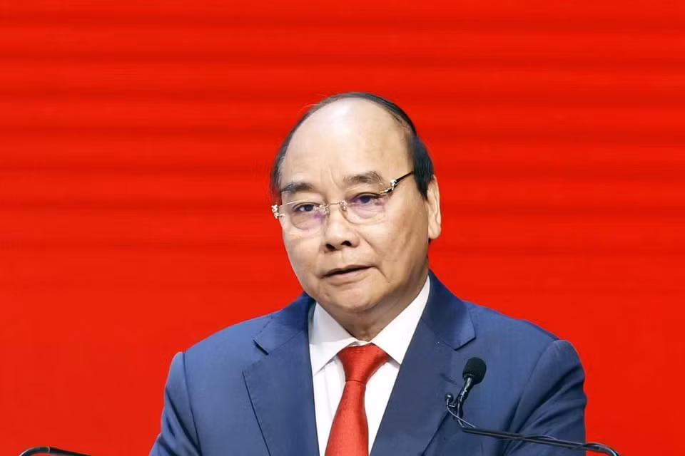 Chủ tịch nước Nguyễn Xuân Phúc phát biểu tại Đại hội. (Ảnh: Thống Nhất/TTXVN)