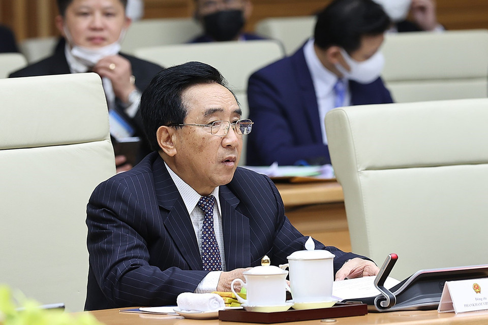 Thủ tướng Lào Phankham Viphavanh phát biểu tại kỳ họp. (Ảnh: Dương Giang/TTXVN)