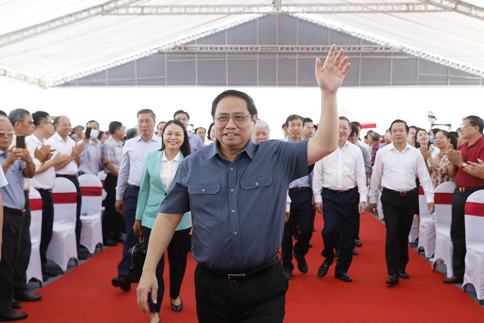 Thủ tướng Phạm Minh Chính đến dự buổi lễ. (Ảnh: Dương Giang/TTXVN)