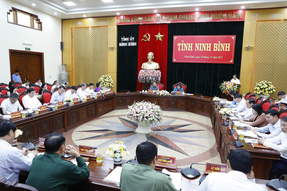 Quang cảnh buổi làm việc. (Ảnh: Dương Giang/TTXVN)