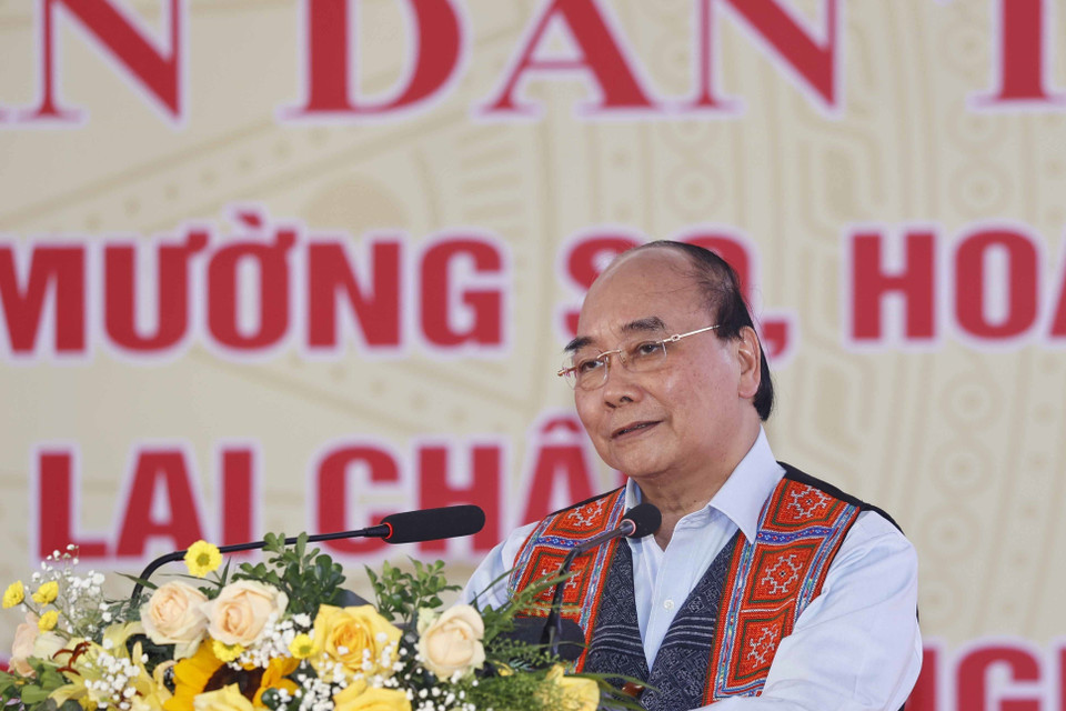 Chủ tịch nước Nguyễn Xuân Phúc phát biểu tại ngày hội. (Ảnh: Thống Nhất/TTXVN)