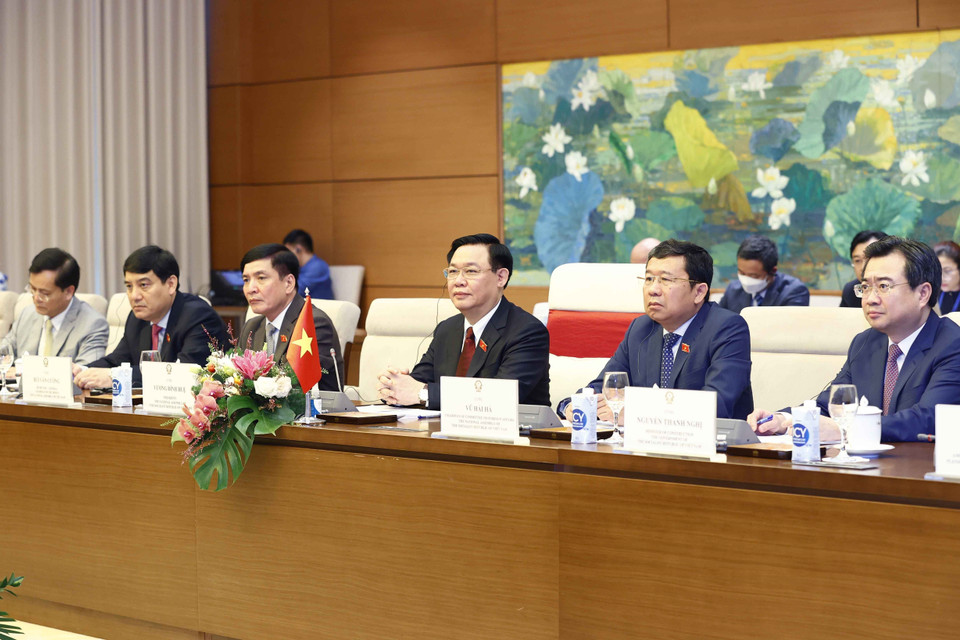 Chủ tịch Quốc hội Vương Đình Huệ phát biểu. (Ảnh: Doãn Tấn/TTXVN)