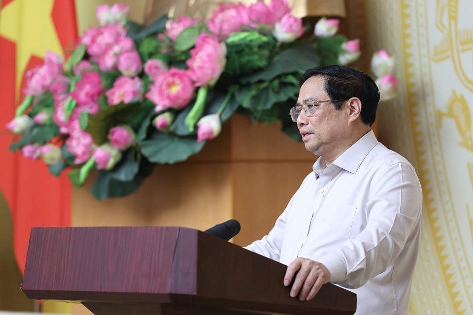 Thủ tướng Phạm Minh Chính chủ trì hội nghị. (Ảnh: Dương Giang/TTXVN)