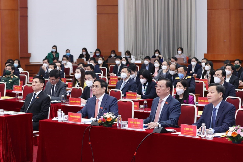 Thủ tướng Phạm Minh Chính và các đại biểu dự hội nghị. (Ảnh: Dương Giang/TTXVN)