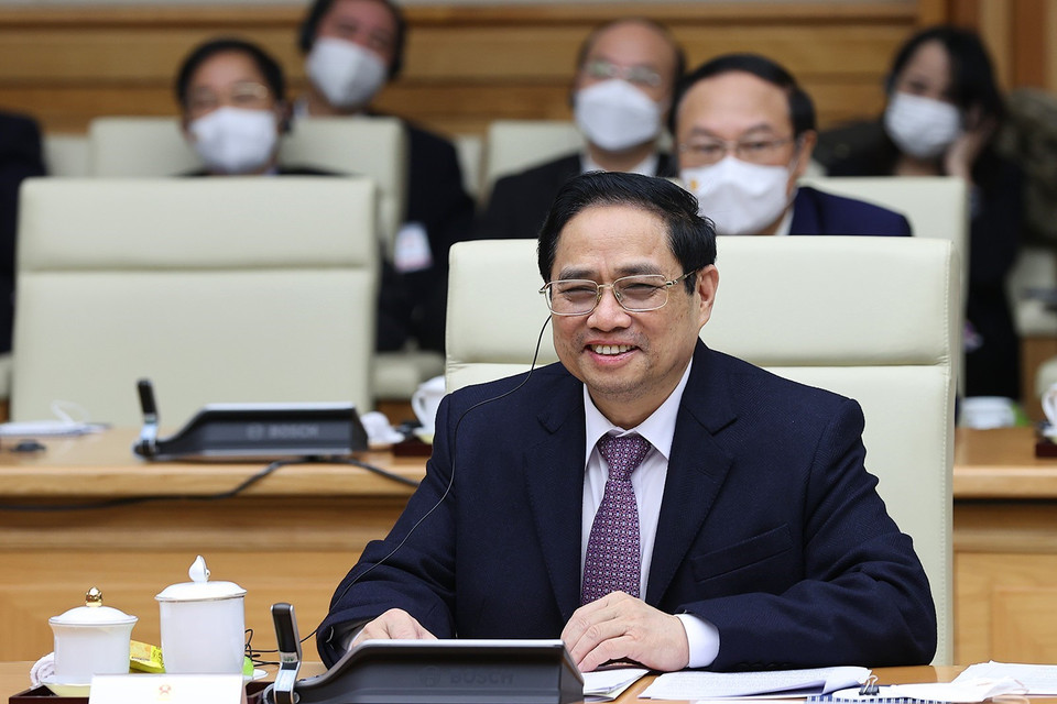 Hình ảnh Thủ tướng Phạm Minh Chính phát biểu tại kỳ họp. (Ảnh: Dương Giang/TTXVN)