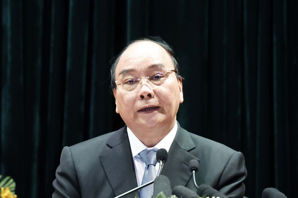 Chủ tịch nước Nguyễn Xuân Phúc phát biểu tại buổi lễ. (Ảnh: Thống Nhất/TTXVN)