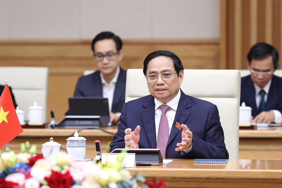 Thủ tướng Phạm Minh Chính phát biểu. (Ảnh: Dương Giang/TTXVN)