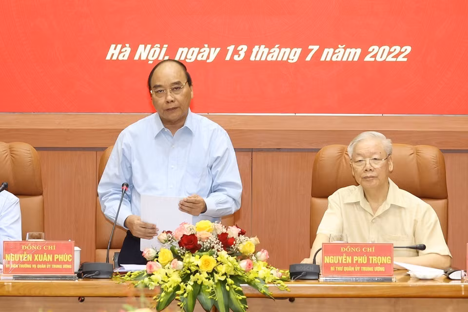 Chủ tịch nước Nguyễn Xuân Phúc phát biểu tại hội nghị. (Ảnh: Trí Dũng/TTXVN)