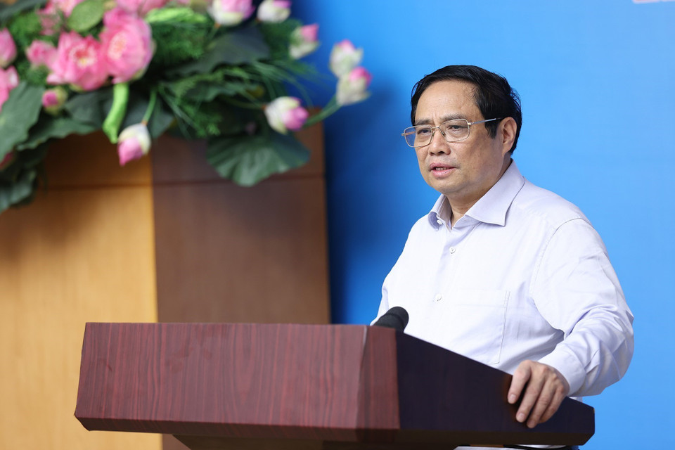 Thủ tướng Phạm Minh Chính phát biểu tại hội nghị. (Ảnh: Dương Giang/TTXVN)