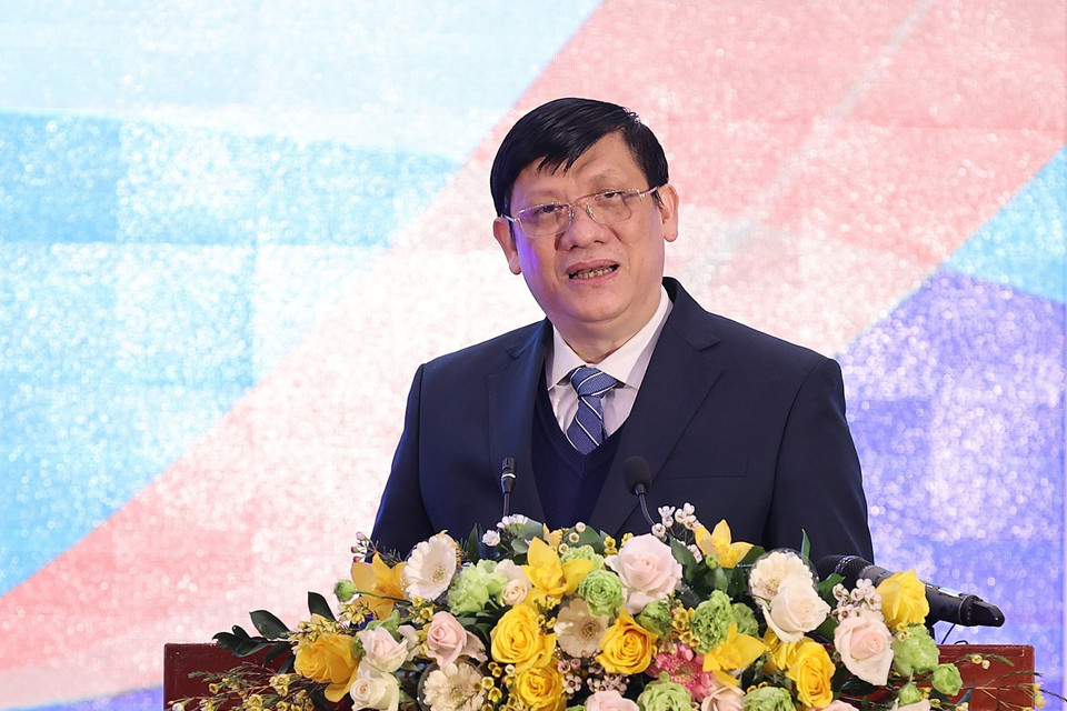 Bộ trưởng Bộ Y tế Nguyễn Thanh Long phát biểu. (Ảnh: Dương Giang/TTXVN)