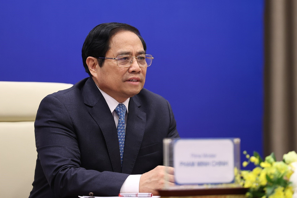 Thủ tướng Phạm Minh Chính phát biểu tại Hội nghị Thượng đỉnh về nước Khu vực Châu Á-Thái Bình Dương lần thứ 4. (Ảnh: Dương Giang/TTXVN)