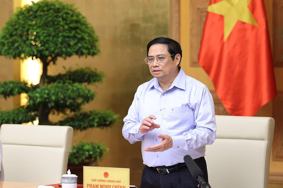 Thủ tướng Phạm Minh Chính phát biểu chỉ đạo tại hội nghị. (Ảnh: Dương Giang/TTXVN)