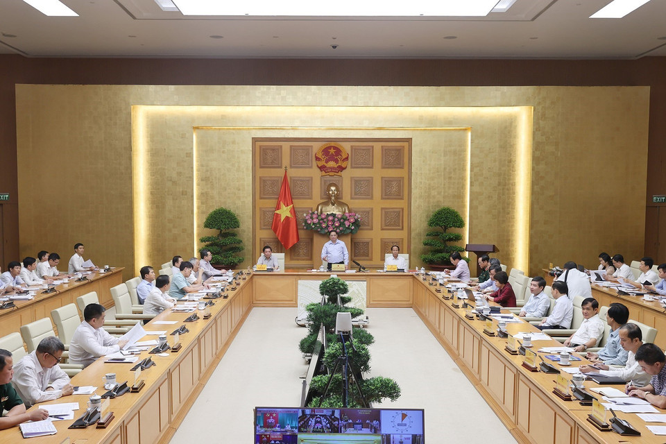 Quang cảnh hội nghị tại điểm cầu Chính phủ. (Ảnh: Dương Giang/TTXVN)