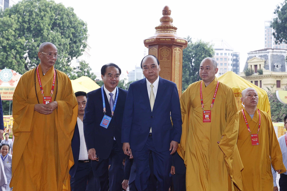 Hình ảnh Chủ tịch nước Nguyễn Xuân Phúc đến dự đại hội. (Ảnh: Thống Nhất/TTXVN)