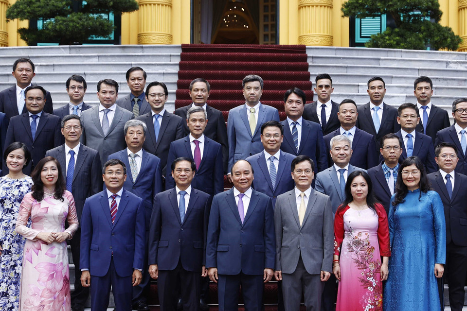 Buổi làm việc được tổ chức nhân dịp kỷ niệm 77 năm Ngày thành lập ngành Ngoại giao Việt Nam (28/8/1945-28/8/2022). (Ảnh: Thống Nhất/TTXVN)