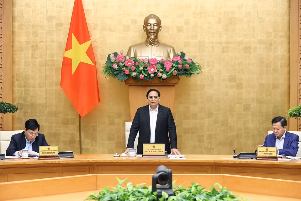 Thủ tướng Phạm Minh Chính chủ trì cuộc họp. (Ảnh: Dương Giang/TTXVN)