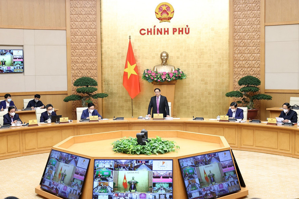 Thủ tướng Phạm Minh Chính chủ trì cuộc họp. (Ảnh: Dương Giang/TTXVN)