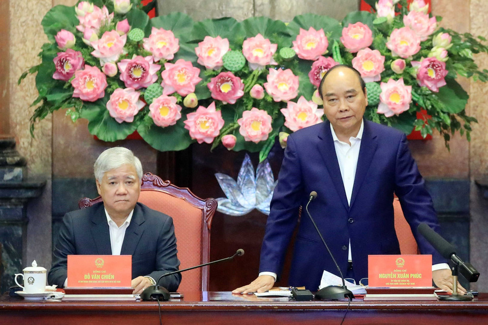 Chủ tịch nước Nguyễn Xuân Phúc phát biểu. (Ảnh: Thống Nhất/TTXVN)